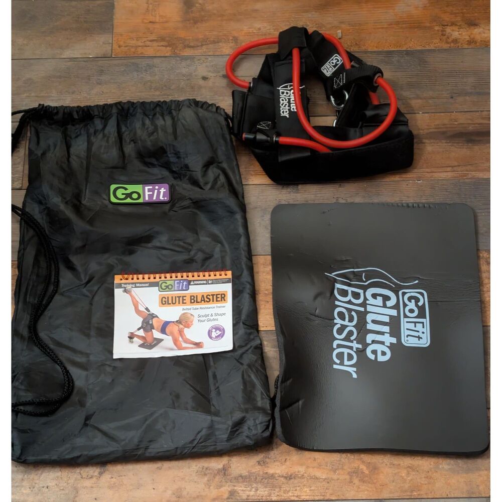 GoFit Glute Blaster Resistance Tube Booty Trainer System Mat Manual & Bag